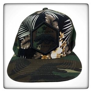 Top Level California Republic Camo Floral Snapback Hat